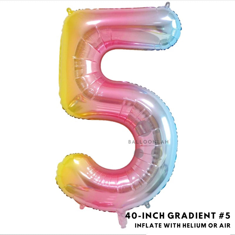 40-inch Gradient Number Foil Balloons Helium [READY STOCK IN SG]