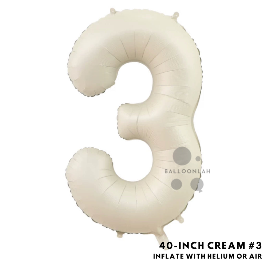 40-inch Cream Caramel Number Foil Balloons INS Helium [READY STOCK IN SG]