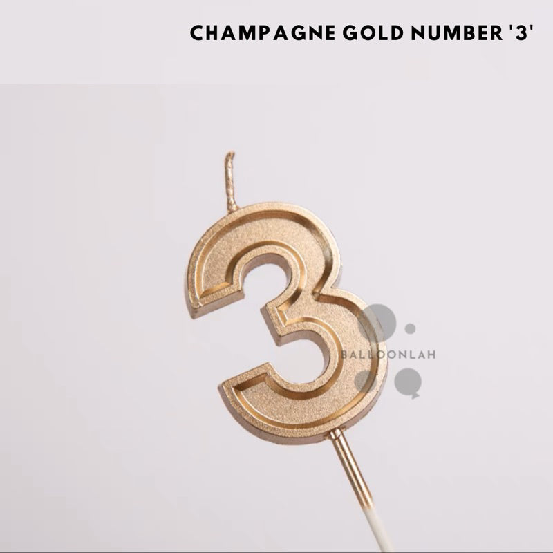 NUMBER Candle Birthday Candles Parties Champagne Gold [READY STOCK IN SG]