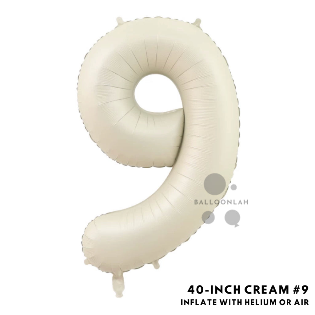 40-inch Cream Caramel Number Foil Balloons INS Helium [READY STOCK IN SG]