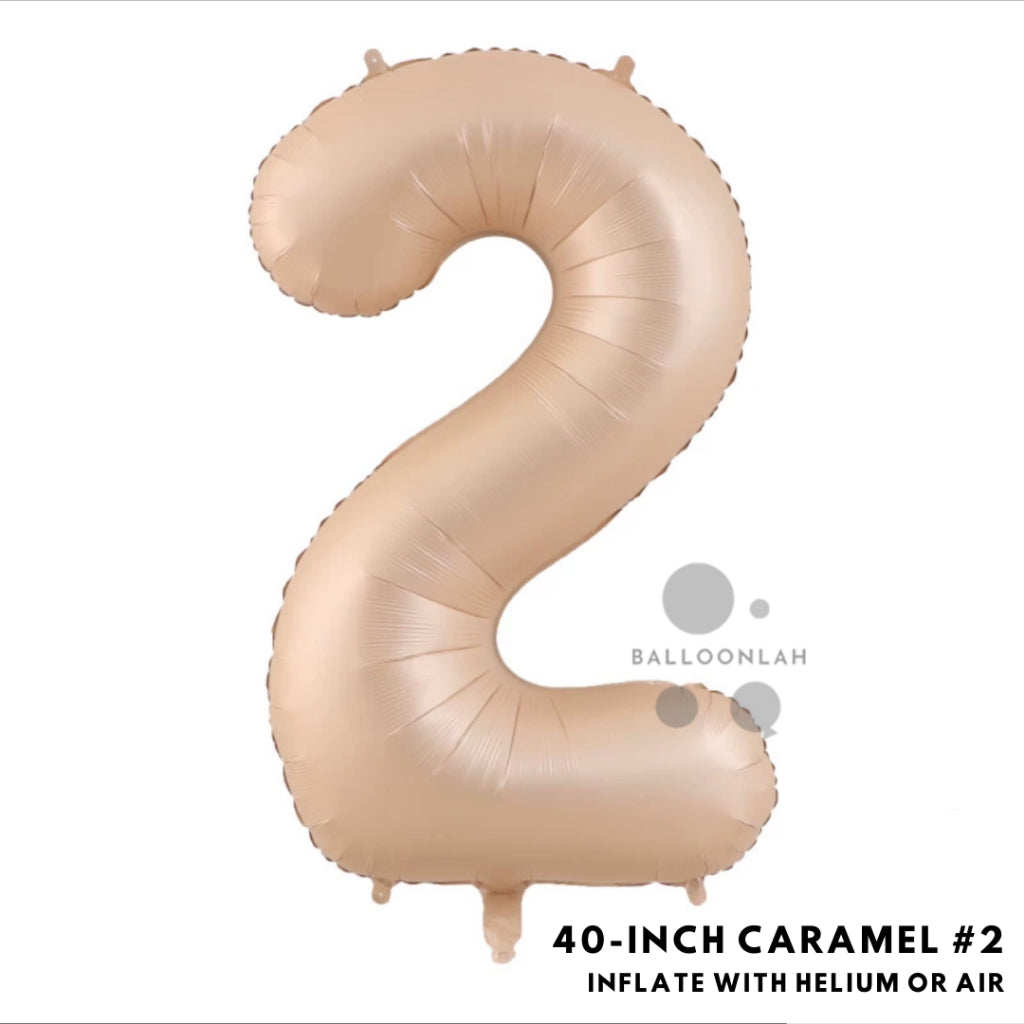 40-inch Cream Caramel Number Foil Balloons INS Helium [READY STOCK IN SG]