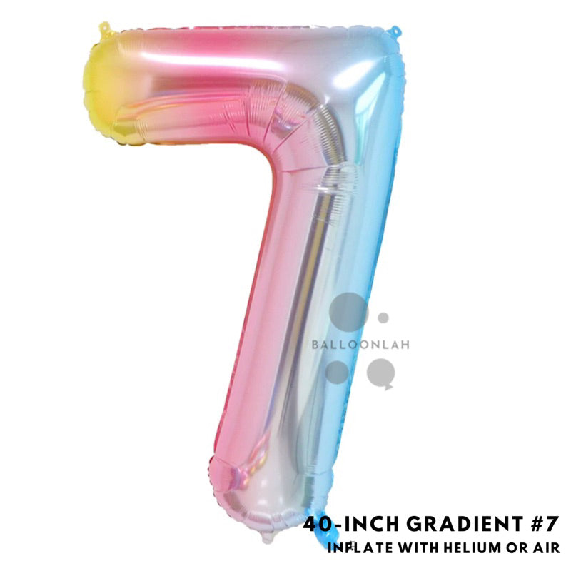 40-inch Gradient Number Foil Balloons Helium [READY STOCK IN SG]