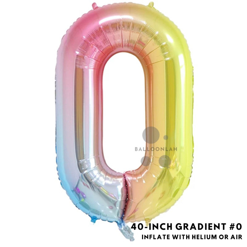 40-inch Gradient Number Foil Balloons Helium [READY STOCK IN SG]