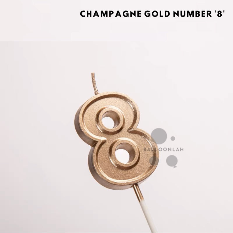 NUMBER Candle Birthday Candles Parties Champagne Gold [READY STOCK IN SG]