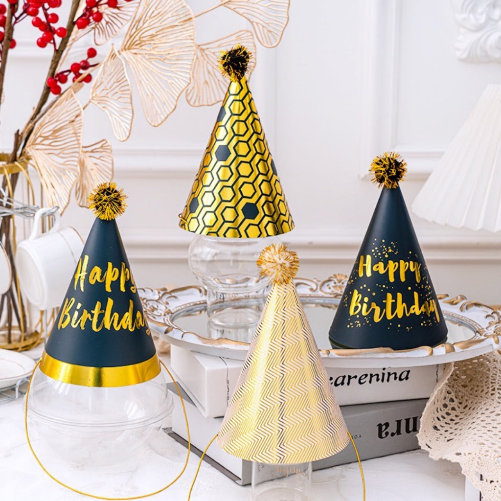 Party Hat Set Birthday Fun Gold Silver White Pink Blue [READY STOCK IN SG]