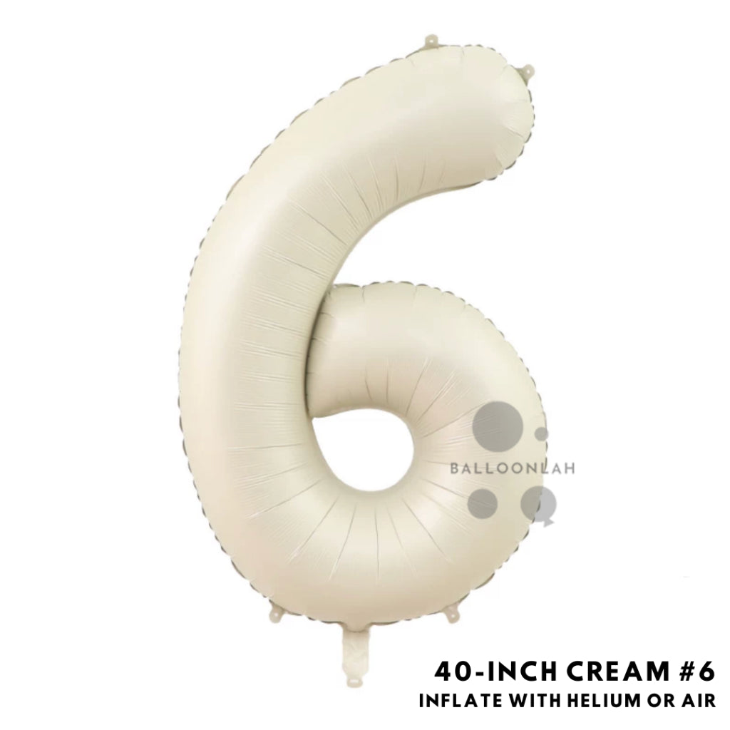 40-inch Cream Caramel Number Foil Balloons INS Helium [READY STOCK IN SG]