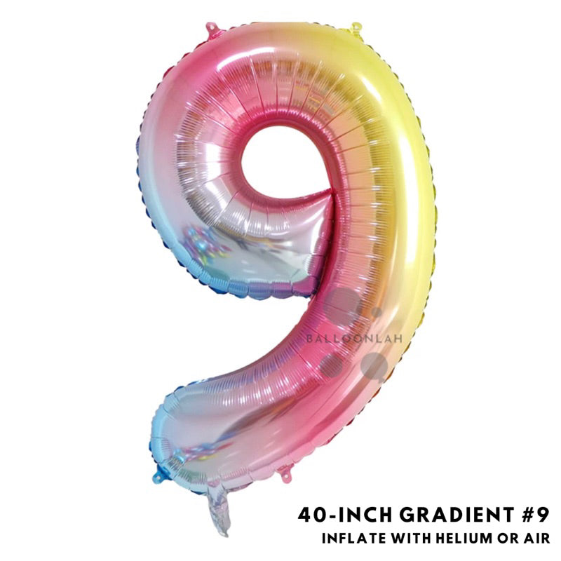 40-inch Gradient Number Foil Balloons Helium [READY STOCK IN SG]