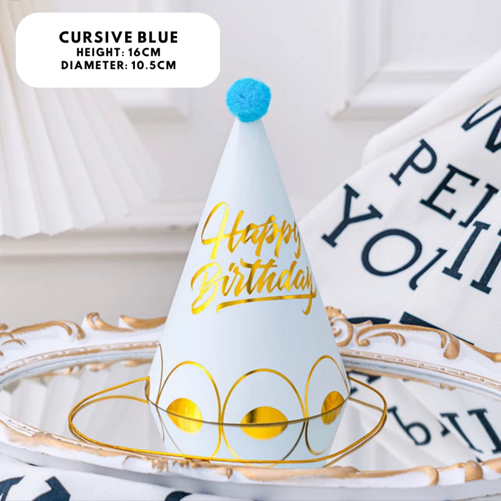 Party Hat Set Birthday Fun Gold Silver White Pink Blue [READY STOCK IN SG]