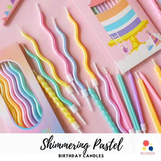 Shimmering Pastel Spiral Candle Birthday Candles Rainbow [READY STOCK IN SG]