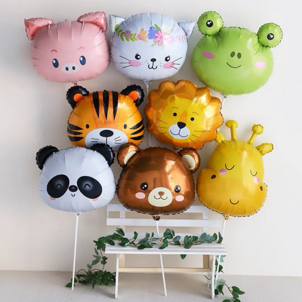 CUTE ANIMAL Foil Balloon Bear Giraffe Lion Panda Tiger Birthday Decoration Animals [READY STOCK IN SG]