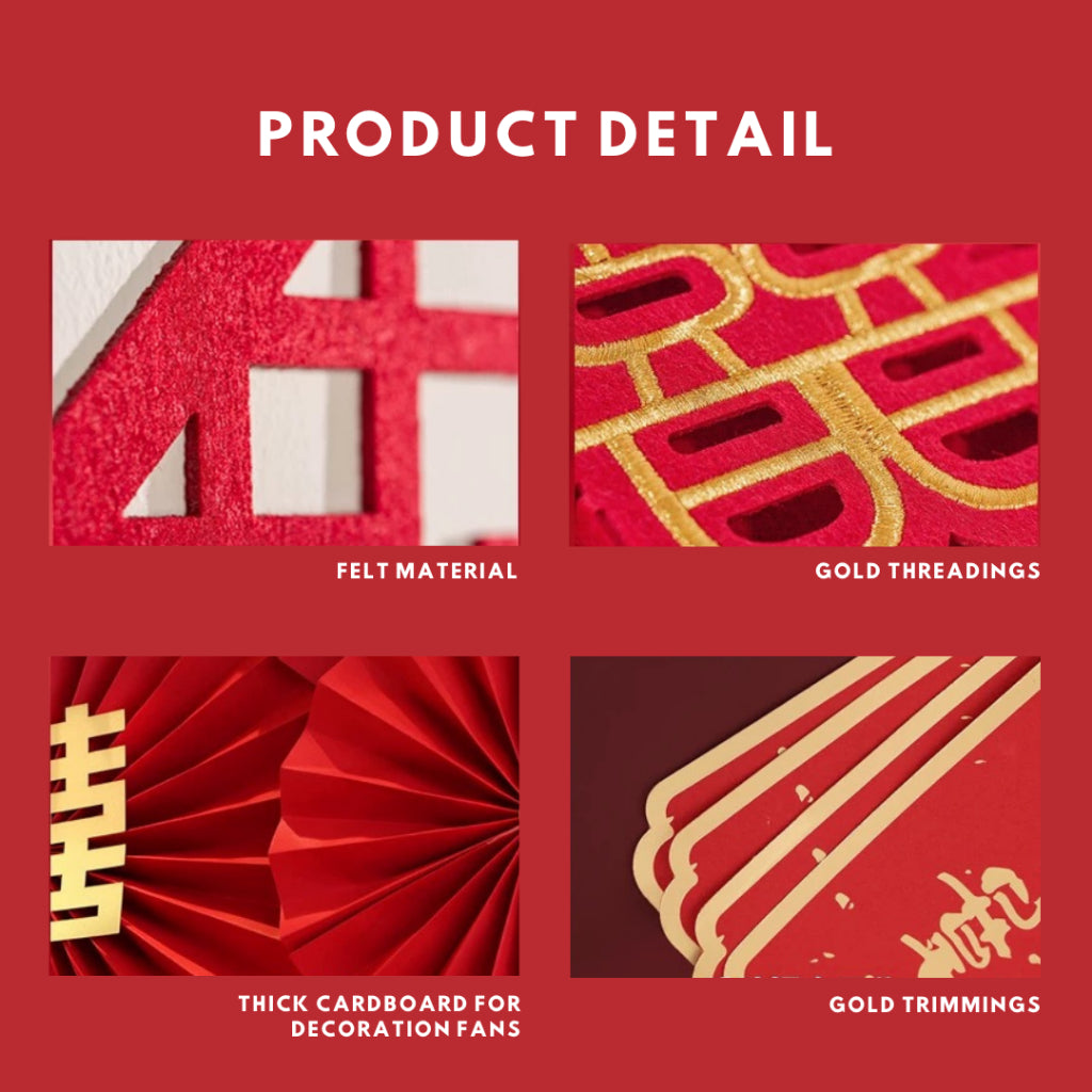 Wedding Decoration Set Modern Bloom DIY Set Chinese Xi Word Guo Da Li [READY STOCK IN SG]