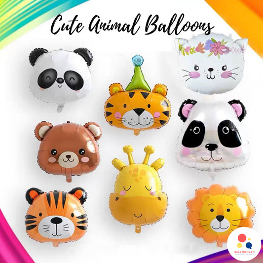 CUTE ANIMAL Foil Balloon Bear Giraffe Lion Panda Tiger Birthday Decoration Animals [READY STOCK IN SG]