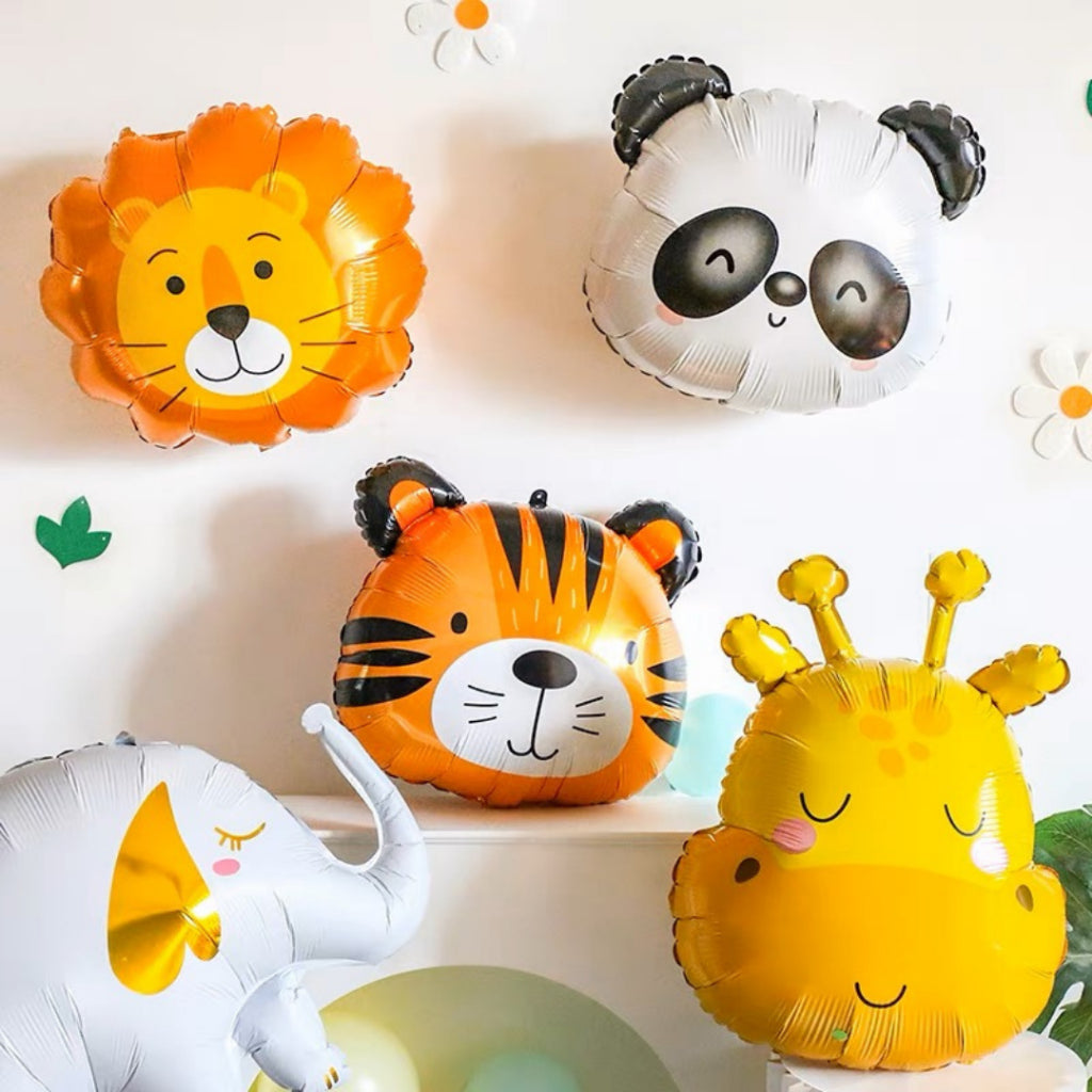 CUTE ANIMAL Foil Balloon Bear Giraffe Lion Panda Tiger Birthday Decoration Animals [READY STOCK IN SG]