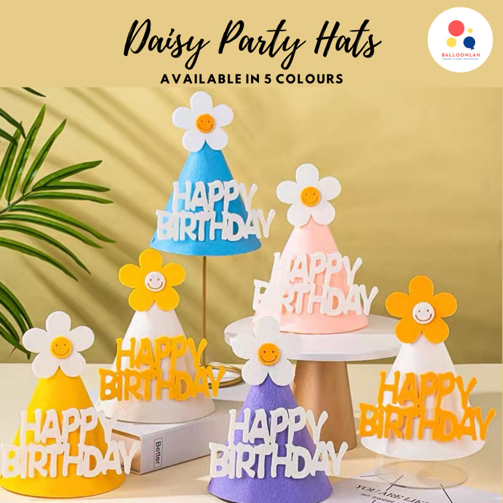 Daisy Felt Party Hat Birthday [READY STOCK IN SG]