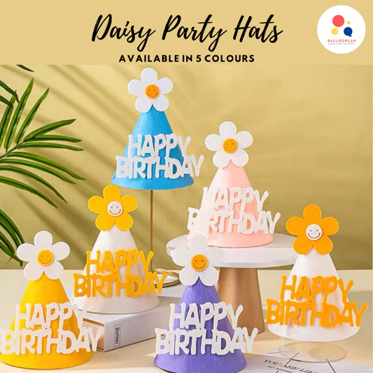Daisy Felt Party Hat Birthday [READY STOCK IN SG]