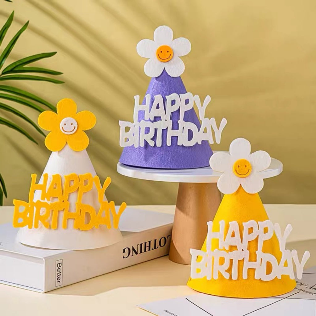 Daisy Felt Party Hat Birthday [READY STOCK IN SG]