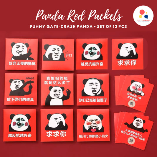 12pcs Funny Panda Red Packets Gate Crash Chinese Wedding Ceremony [READY STOCK IN SG]
