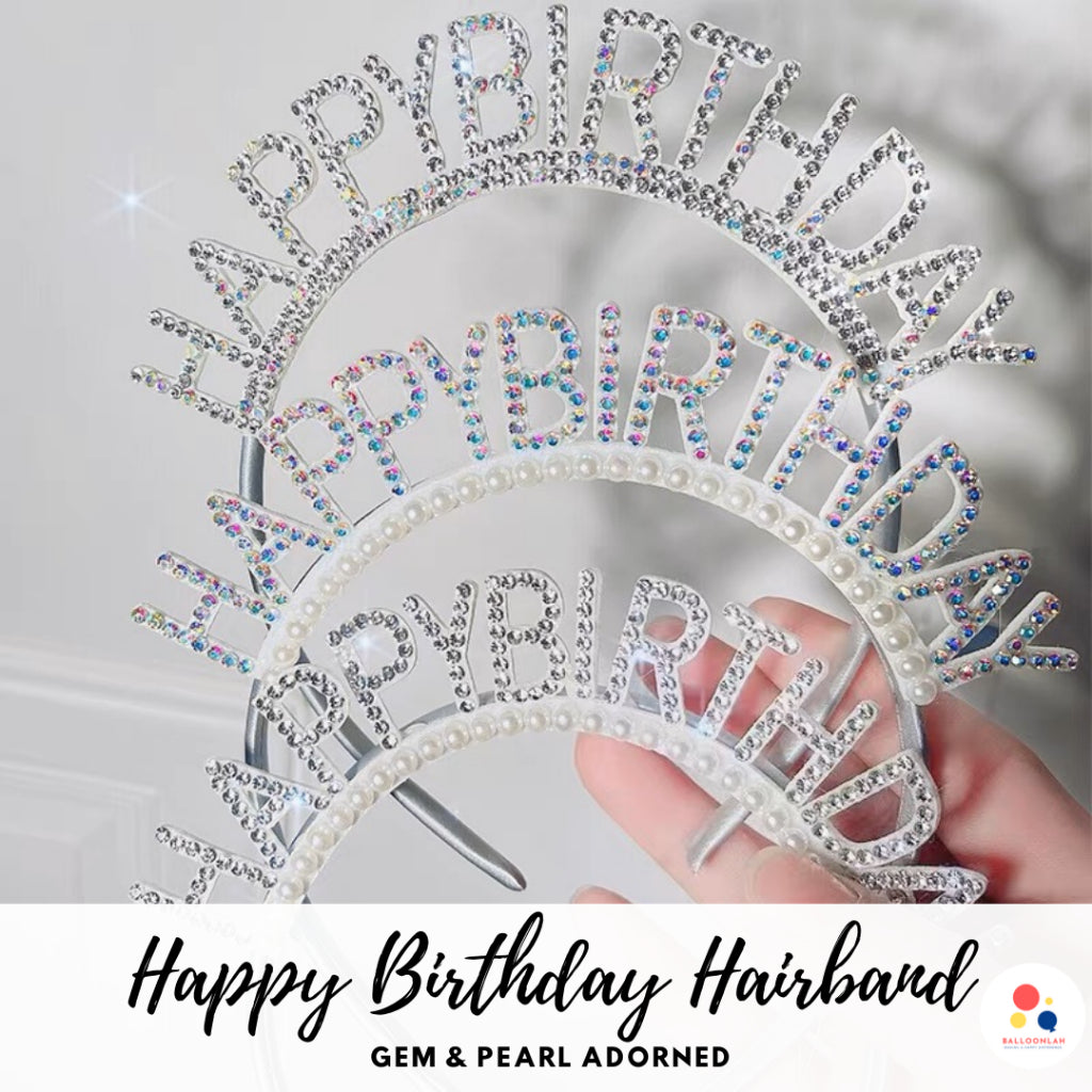 Pearl Gem Birthday Hairband Party Hairband Headband [READY STOCK IN SG]