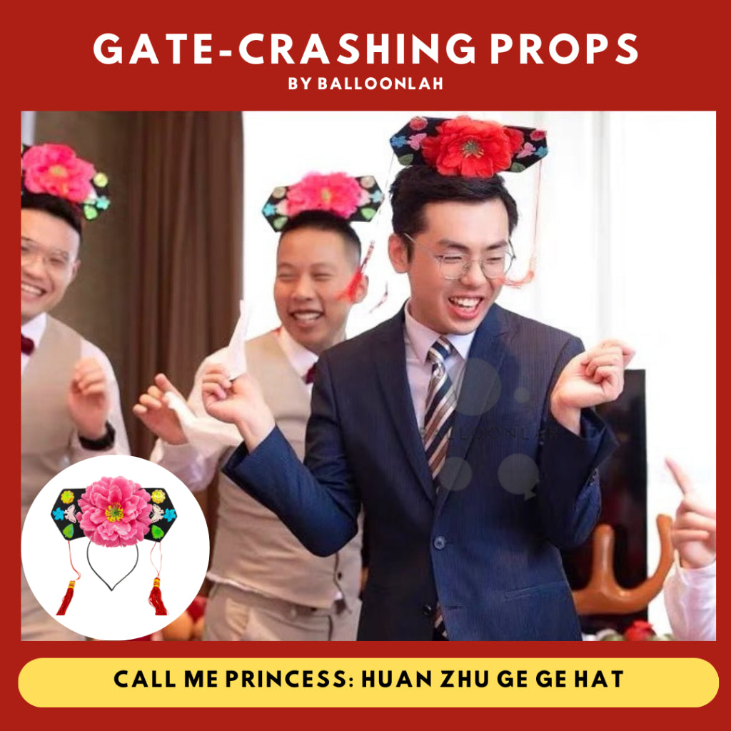 Princess Hat Huan Zu Ge Ge Hat Hairband Groom Chinese Wedding Gate-crashing Games [READY STOCK IN SG]
