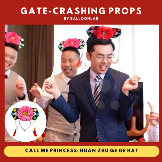 Princess Hat Huan Zu Ge Ge Hat Hairband Groom Chinese Wedding Gate-crashing Games [READY STOCK IN SG]