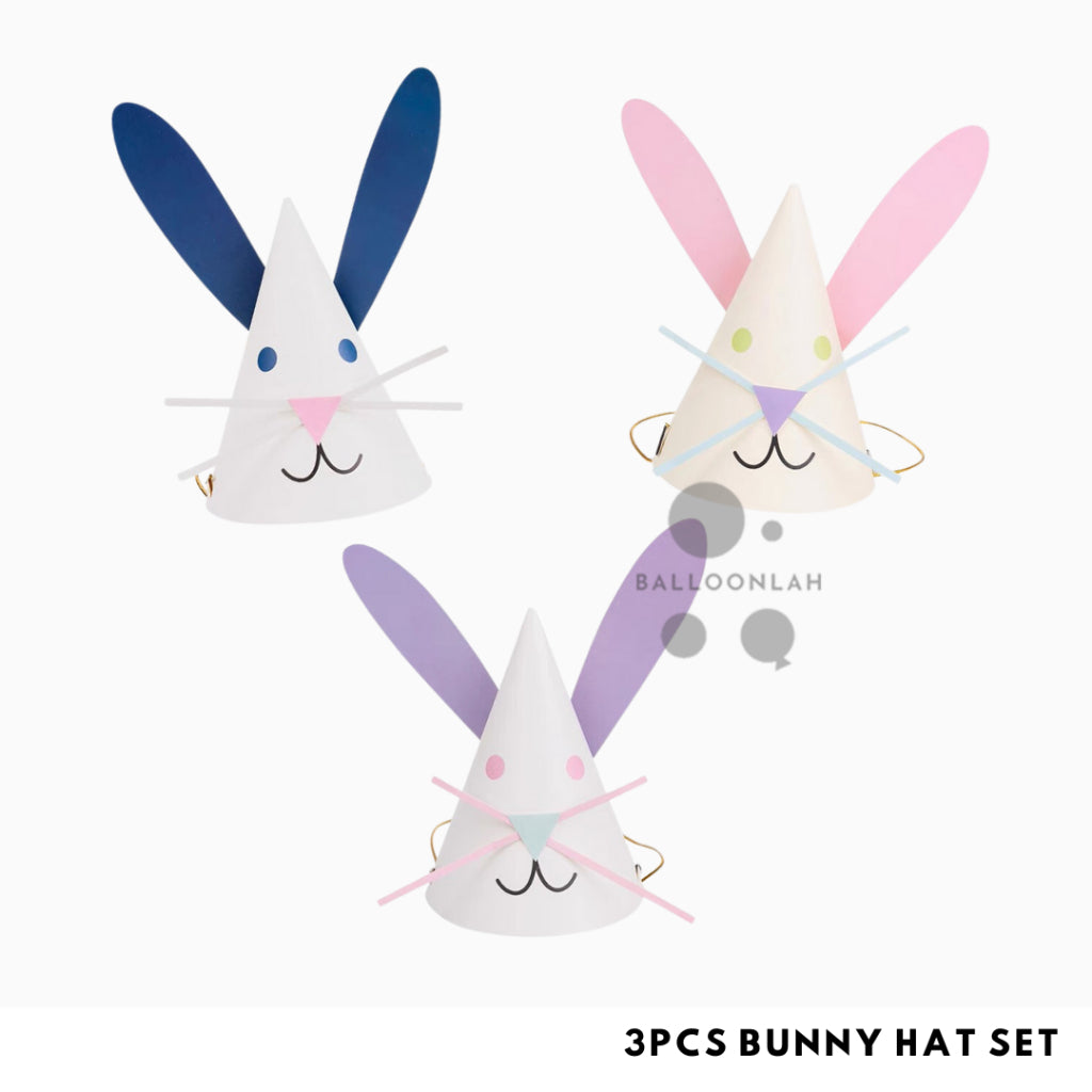 3pcs Bunny Party Hat Set Birthday Fun [READY STOCK IN SG]
