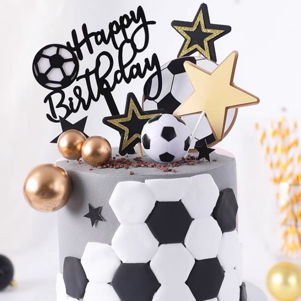 Sports Happy Birthday Cake Topper Basketball Soccer Classic Acrylic  [READY STOCK IN SG]