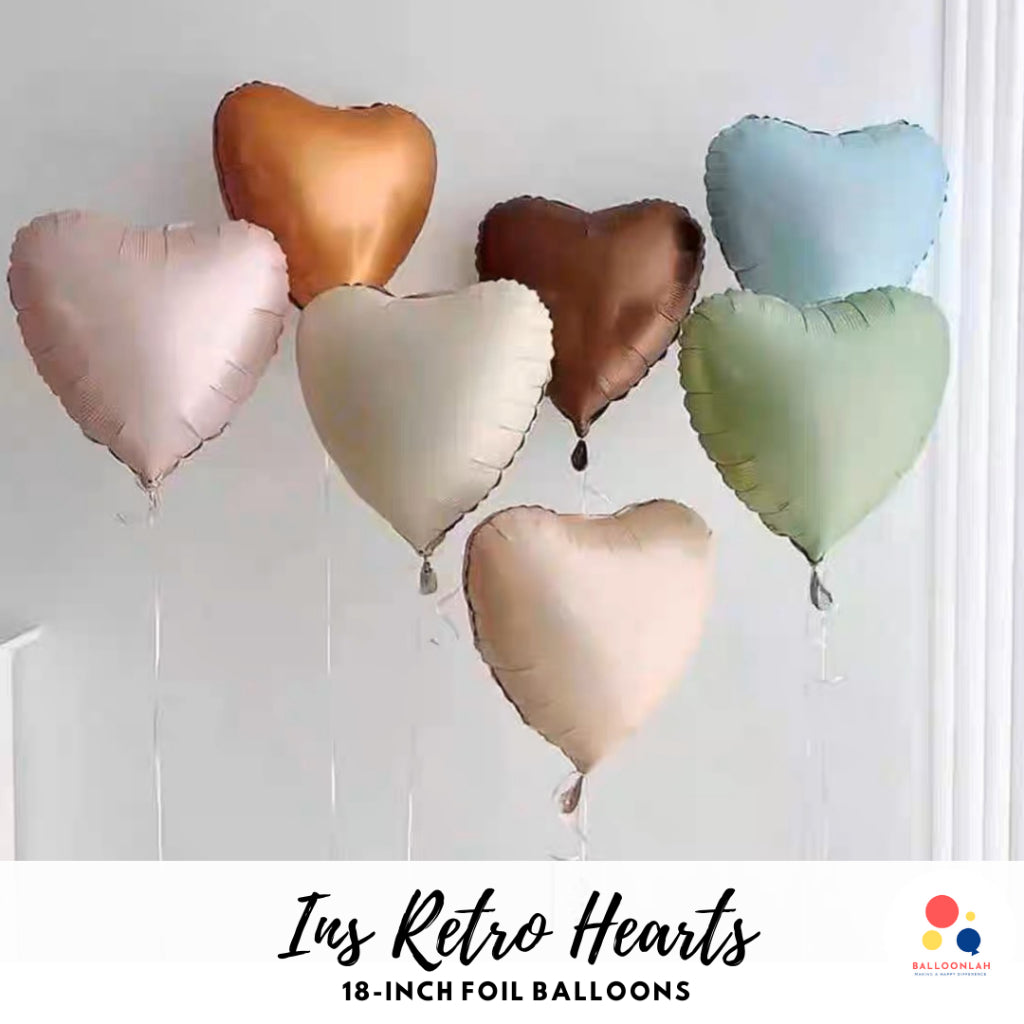 Ins 18-inch Heart Foil Balloon Cream Caramel Retro Muted INS Helium [READY STOCK IN SG]