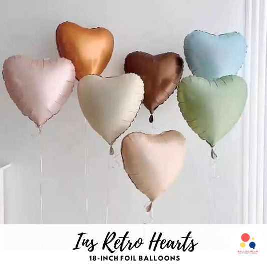 Ins 18-inch Heart Foil Balloon Cream Caramel Retro Muted INS Helium [READY STOCK IN SG]