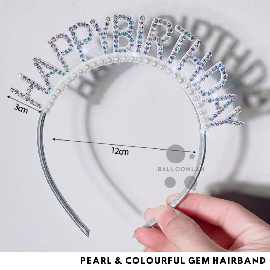 Pearl Gem Birthday Hairband Party Hairband Headband [READY STOCK IN SG]