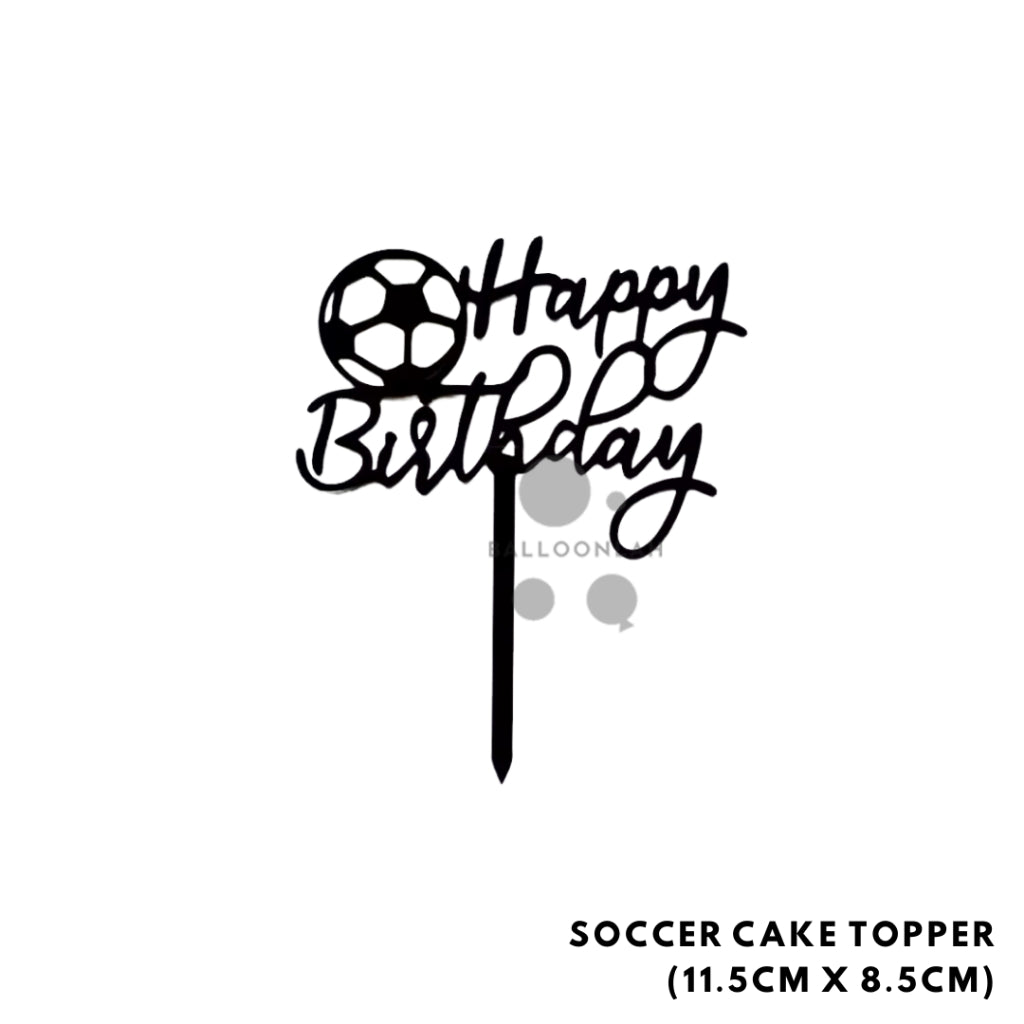 Sports Happy Birthday Cake Topper Basketball Soccer Classic Acrylic  [READY STOCK IN SG]