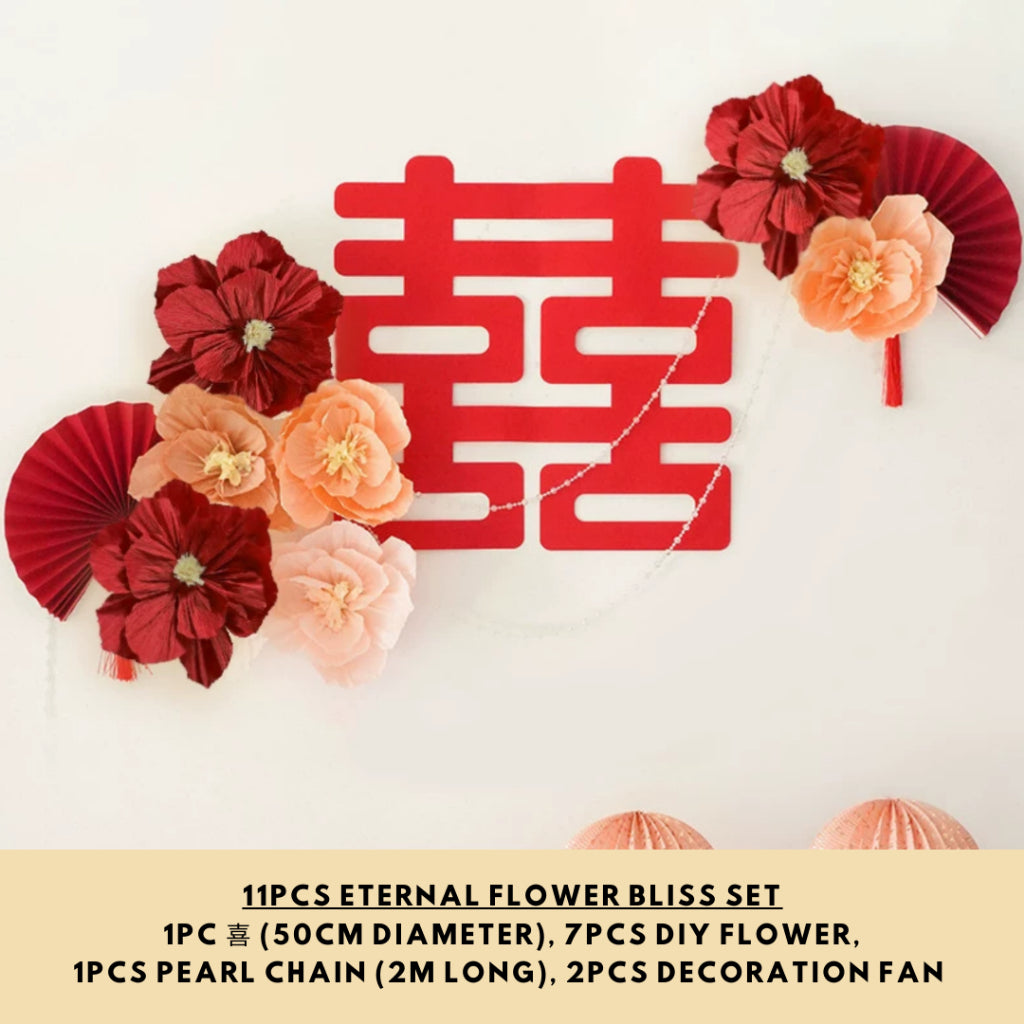 Wedding Decoration Set Eternal Flower DIY Set Chinese Xi Word Guo Da Li [READY STOCK IN SG]