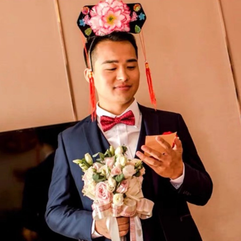 Princess Hat Huan Zu Ge Ge Hat Hairband Groom Chinese Wedding Gate-crashing Games [READY STOCK IN SG]