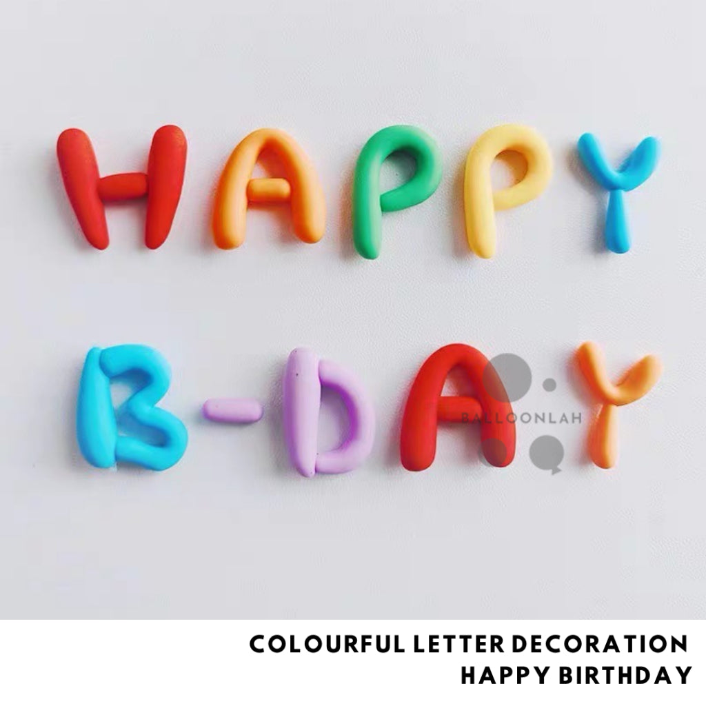 Colourful Happy Birthday Letter Decoration Cake Topper Rainbow  [READY STOCK IN SG]